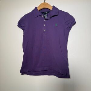 Ralph Lauren Purple Polo with Green Pony Embroidery-Kids 6X